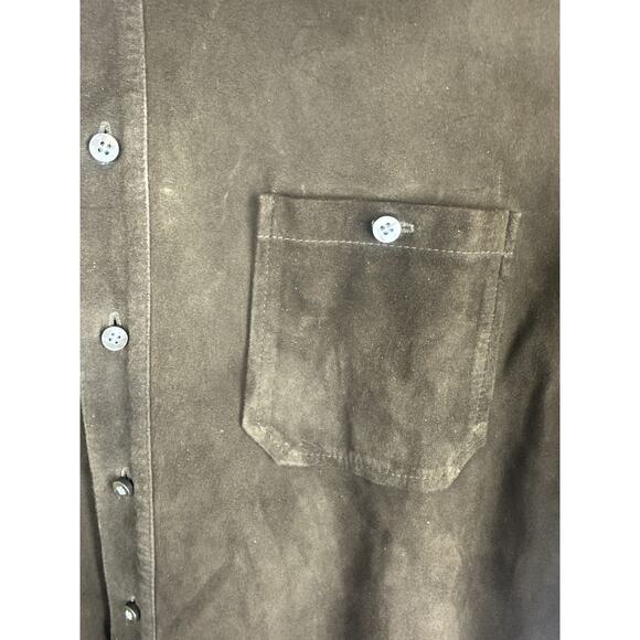 Robert Talbott Men's Brown Suede Leather Shacket Shirt Jacket Button Size Large - Picture 9 of 16